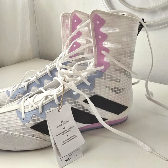 ADIDAS Box Hog 4 Boxing Boots White Grey Lilac Womens 10.5 - Picture 10 of 16